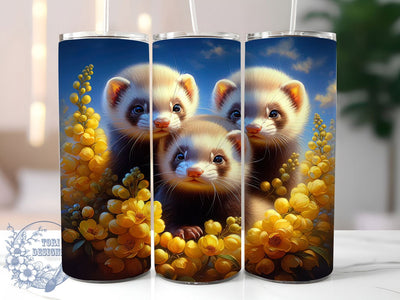 Whimsical Cute Ferret Tumbler, Cute Ferret Tumbler, Whimsical Animal Wrap, Rustic Ferret Wrap, Playful Wildlife Wrap, Sublimation Design, Trendy Gift Idea Sublimation ToriDesigns 
