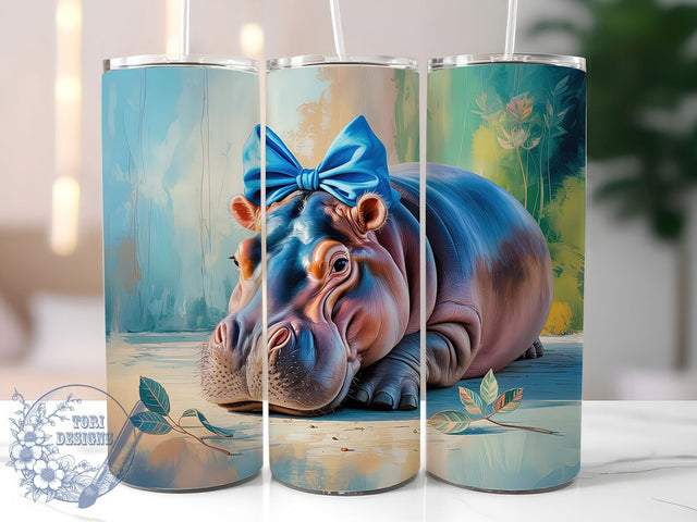 Whimsical Cute Hippo Tumbler, Cute Hippo Tumbler, Whimsical Animal Wrap, Rustic Hippo Wrap, Playful Wildlife Wrap, Sublimation Design, Trendy Gift Idea Sublimation ToriDesigns 