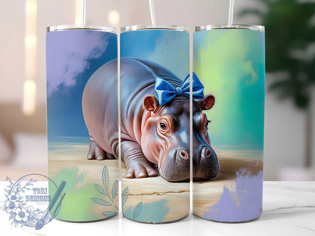 Whimsical Cute Hippo Tumbler, Cute Hippo Tumbler, Whimsical Animal Wrap, Rustic Hippo Wrap, Playful Wildlife Wrap, Sublimation Design, Trendy Gift Idea Sublimation ToriDesigns 