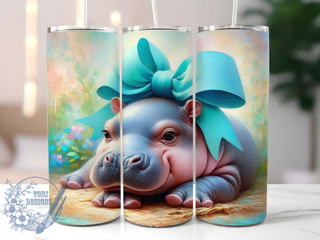 Whimsical Cute Hippo Tumbler, Cute Hippo Tumbler, Whimsical Animal Wrap, Rustic Hippo Wrap, Playful Wildlife Wrap, Sublimation Design, Trendy Gift Idea Sublimation ToriDesigns 