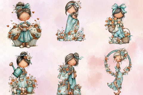 Whimsical Cute Mother's Day Clipart Bundle. Sublimation SVGArt 