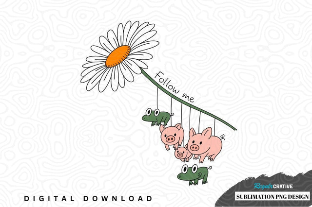 Whimsical daisy and animal sublimation png design Sublimation Regulrcrative 