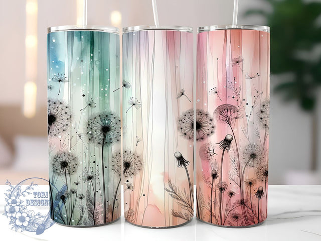 Whimsical Dandelion 20oz Tumbler Wrap, Dandelion Design, 20oz Sublimation, Flower Cup Wrap, Nature Drinkware, Boho Tumbler, Spring Gift Sublimation ToriDesigns 