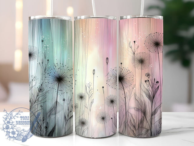 Whimsical Dandelion 20oz Tumbler Wrap, Dandelion Design, 20oz Sublimation, Flower Cup Wrap, Nature Drinkware, Boho Tumbler, Spring Gift Sublimation ToriDesigns 