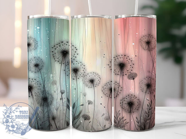 Whimsical Dandelion 20oz Tumbler Wrap, Dandelion Design, 20oz Sublimation, Flower Cup Wrap, Nature Drinkware, Boho Tumbler, Spring Gift Sublimation ToriDesigns 