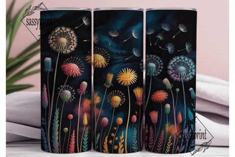 Whimsical Dandelion 20oz Tumbler Wrap Sublimation sassyprint 
