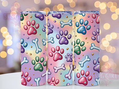 Whimsical Dog Paw Print Tumbler, Dog Paw Tumbler, Cute Dog Wrap, Pet Lover Wrap, Whimsical Paw Wrap, Sublimation Design, Trendy Gift Idea Sublimation SvggirlplusArt 
