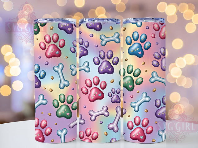 Whimsical Dog Paw Print Tumbler, Dog Paw Tumbler, Cute Dog Wrap, Pet Lover Wrap, Whimsical Paw Wrap, Sublimation Design, Trendy Gift Idea Sublimation SvggirlplusArt 