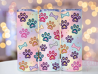 Whimsical Dog Paw Print Tumbler, Dog Paw Tumbler, Cute Dog Wrap, Pet Lover Wrap, Whimsical Paw Wrap, Sublimation Design, Trendy Gift Idea Sublimation SvggirlplusArt 
