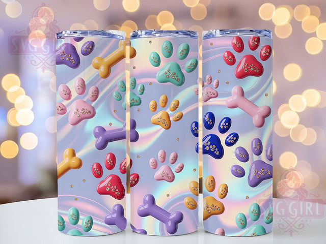 Whimsical Dog Paw Print Tumbler, Dog Paw Tumbler, Cute Dog Wrap, Pet Lover Wrap, Whimsical Paw Wrap, Sublimation Design, Trendy Gift Idea Sublimation SvggirlplusArt 