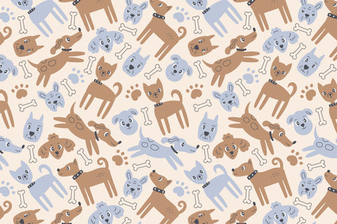 Whimsical Dogs Seamless Pattern Pet Background Digital Pattern Rin Green 