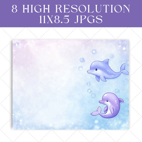 Whimsical Dolphins Junk Journal Paper | Printable Junk Journal Paper SVG Paige Cole Studio 