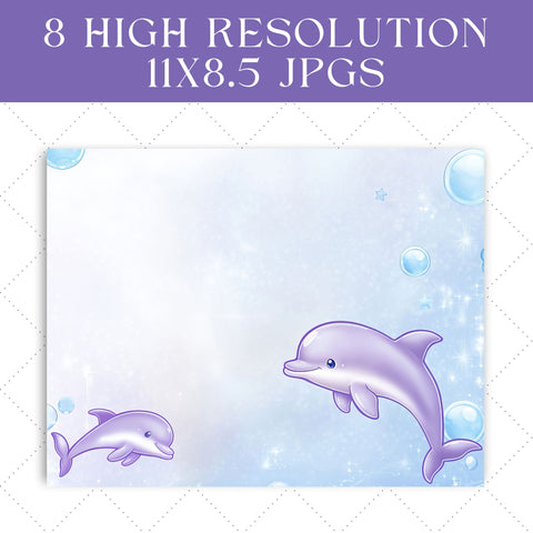 Whimsical Dolphins Junk Journal Paper | Printable Junk Journal Paper SVG Paige Cole Studio 