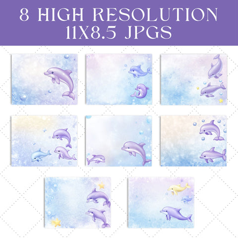 Whimsical Dolphins Junk Journal Paper | Printable Junk Journal Paper SVG Paige Cole Studio 