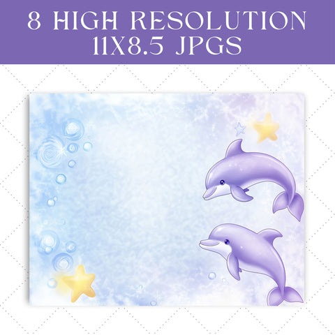 Whimsical Dolphins Junk Journal Paper | Printable Junk Journal Paper SVG Paige Cole Studio 