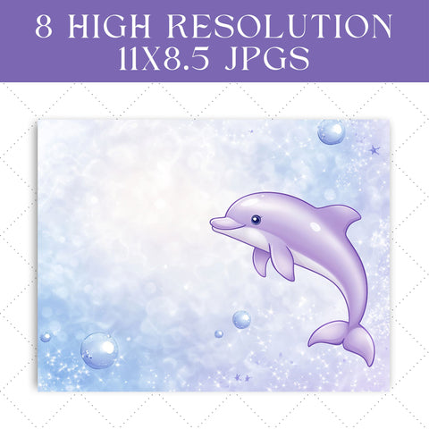 Whimsical Dolphins Junk Journal Paper | Printable Junk Journal Paper SVG Paige Cole Studio 