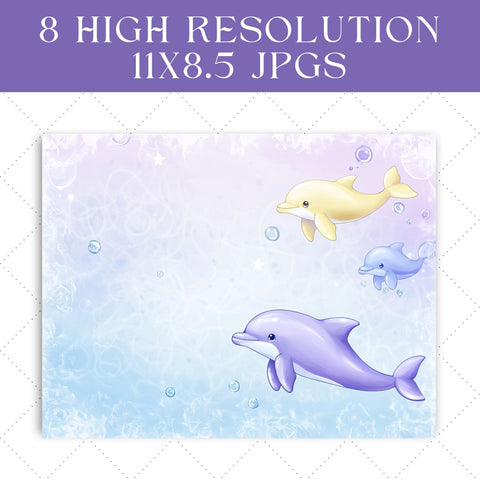 Whimsical Dolphins Junk Journal Paper | Printable Junk Journal Paper SVG Paige Cole Studio 