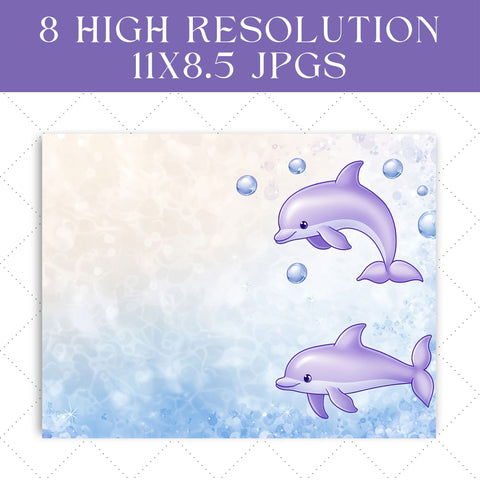 Whimsical Dolphins Junk Journal Paper | Printable Junk Journal Paper SVG Paige Cole Studio 