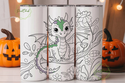 Whimsical Dragon 20oz Tumbler Wrap Sublimation PixelChick 