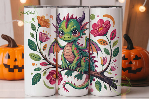 Whimsical Dragon 20oz Tumbler Wrap Sublimation PixelChick 