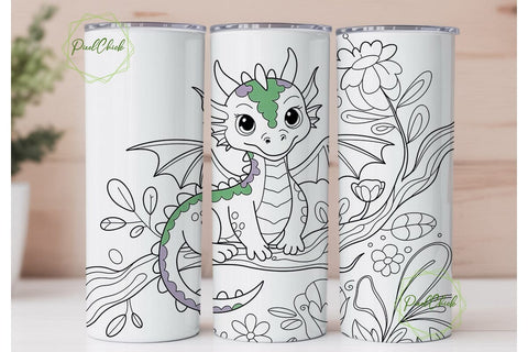 Whimsical Dragon 20oz Tumbler Wrap Sublimation PixelChick 