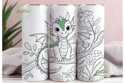 Whimsical Dragon 20oz Tumbler Wrap Sublimation PixelChick 
