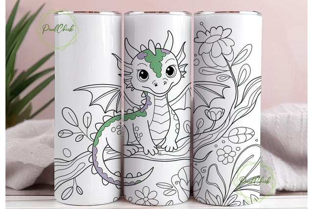 Whimsical Dragon 20oz Tumbler Wrap Sublimation PixelChick 
