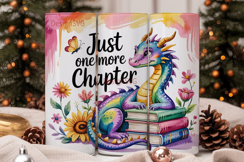 Whimsical Dragon Reader 20oz Tumbler Sublimation DesignSVG 