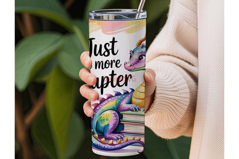Whimsical Dragon Reader 20oz Tumbler Sublimation DesignSVG 