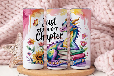 Whimsical Dragon Reader 20oz Tumbler Sublimation DesignSVG 