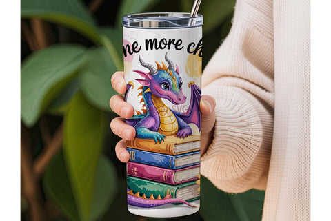 Whimsical Dragon Reader 20oz Tumbler Sublimation DesignSVG 