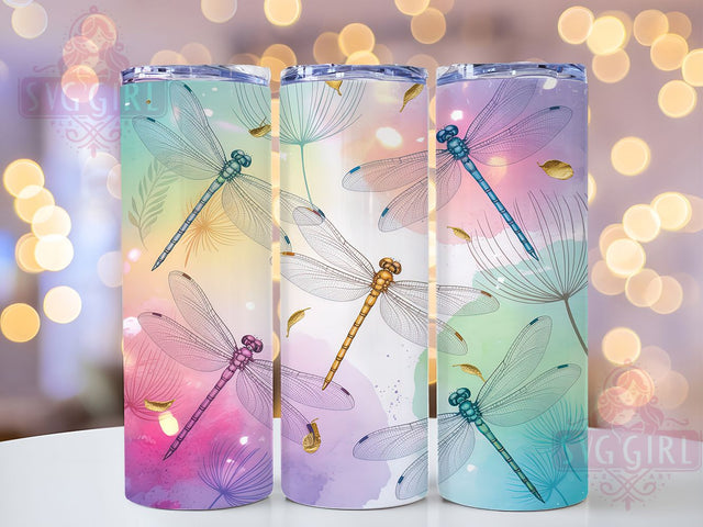 Whimsical Dragonfly Glow 20oz Tumbler, Dragonfly Glow, Whimsical Design, Mystical Theme, Sublimation Wrap, 20oz Tumbler, Enchanted Aesthetic, Nature Charm Sublimation SvggirlplusArt 