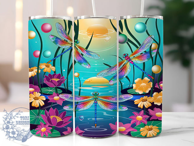 Whimsical Dragonfly Nature Garden Tumbler, Dragonflies PNG Design, 20oz Sublimation Wrap, Nature Insect Tumbler, Whimsical Dragonfly Cup, Colorful Bug Wrap, Garden Lover Gift Sublimation ToriDesigns 