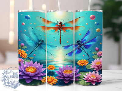 Whimsical Dragonfly Nature Garden Tumbler, Dragonflies PNG Design, 20oz Sublimation Wrap, Nature Insect Tumbler, Whimsical Dragonfly Cup, Colorful Bug Wrap, Garden Lover Gift Sublimation ToriDesigns 
