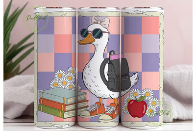 Whimsical Duck Scholar 20oz Tumbler Wrap Sublimation PixelChick 
