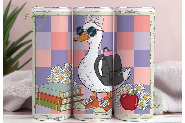 Whimsical Duck Scholar 20oz Tumbler Wrap Sublimation PixelChick 