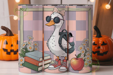 Whimsical Duck Scholar 20oz Tumbler Wrap Sublimation PixelChick 
