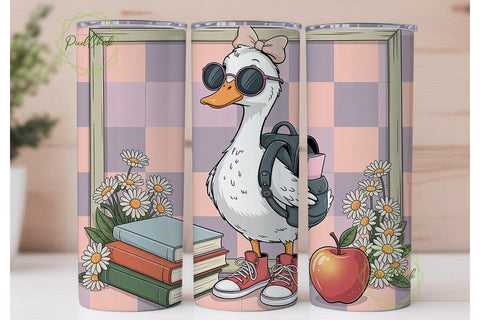 Whimsical Duck Scholar 20oz Tumbler Wrap Sublimation PixelChick 