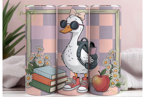 Whimsical Duck Scholar 20oz Tumbler Wrap Sublimation PixelChick 
