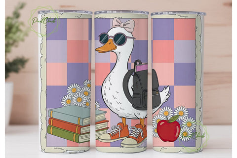 Whimsical Duck Scholar 20oz Tumbler Wrap Sublimation PixelChick 