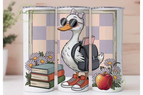 Whimsical Duck Scholar 20oz Tumbler Wrap Sublimation PixelChick 