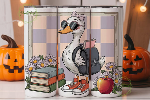Whimsical Duck Scholar 20oz Tumbler Wrap Sublimation PixelChick 