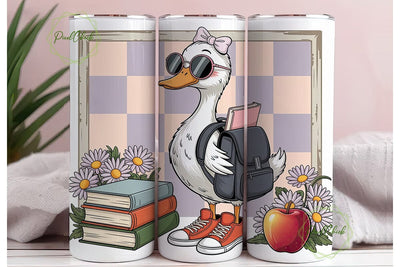 Whimsical Duck Scholar 20oz Tumbler Wrap Sublimation PixelChick 
