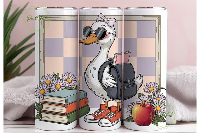 Whimsical Duck Scholar 20oz Tumbler Wrap Sublimation PixelChick 