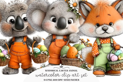 Whimsical Easter Animal Clipart Sublimation designmaster24 