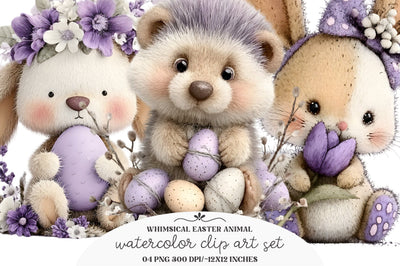 Whimsical Easter Animal Clipart Sublimation designmaster24 