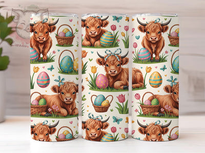 Whimsical Easter Baby Cow Tumbler, Easter Cow Tumbler, Highland Cow Wrap, Whimsical Cow Wrap, Festive Easter Wrap, Sublimation Design, Trendy Gift Idea Sublimation Lara' s Designs 
