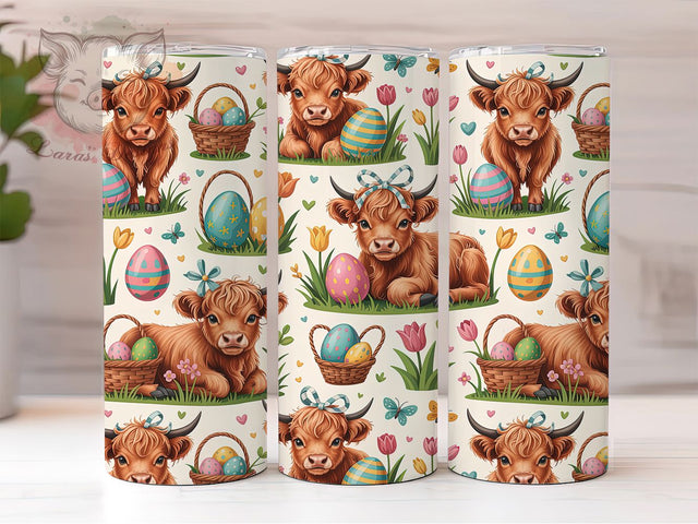 Whimsical Easter Baby Cow Tumbler, Easter Cow Tumbler, Highland Cow Wrap, Whimsical Cow Wrap, Festive Easter Wrap, Sublimation Design, Trendy Gift Idea Sublimation Lara' s Designs 