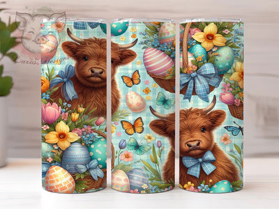 Whimsical Easter Baby Cow Tumbler, Easter Cow Tumbler, Highland Cow Wrap, Whimsical Cow Wrap, Festive Easter Wrap, Sublimation Design, Trendy Gift Idea Sublimation Lara' s Designs 