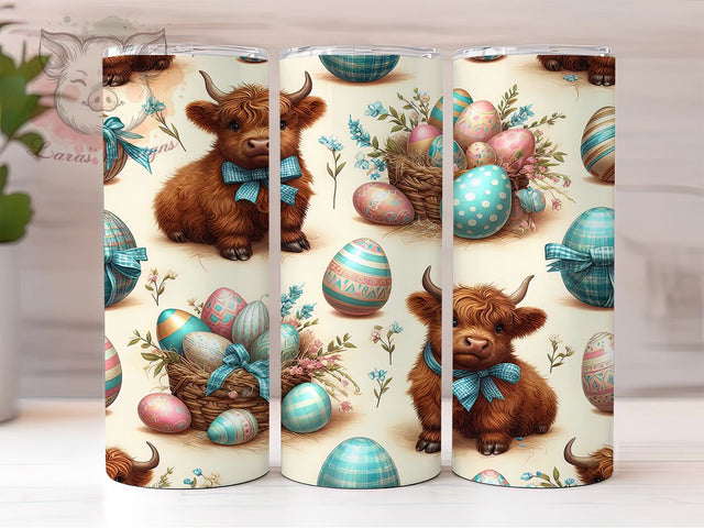 Whimsical Easter Baby Cow Tumbler, Easter Cow Tumbler, Highland Cow Wrap, Whimsical Cow Wrap, Festive Easter Wrap, Sublimation Design, Trendy Gift Idea Sublimation Lara' s Designs 